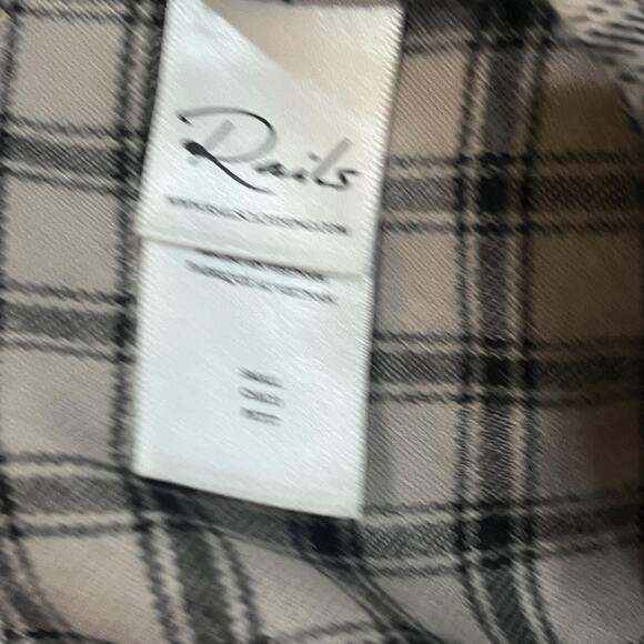 Rails Shirt Womens Angelica Check Flannel Small Beige Black Plaid Button Front - Picture 10 of 12